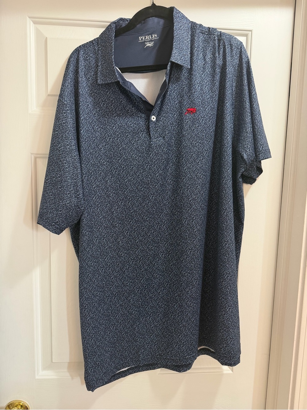 Perlis Men's Navy Micro-Print Polo Shirt